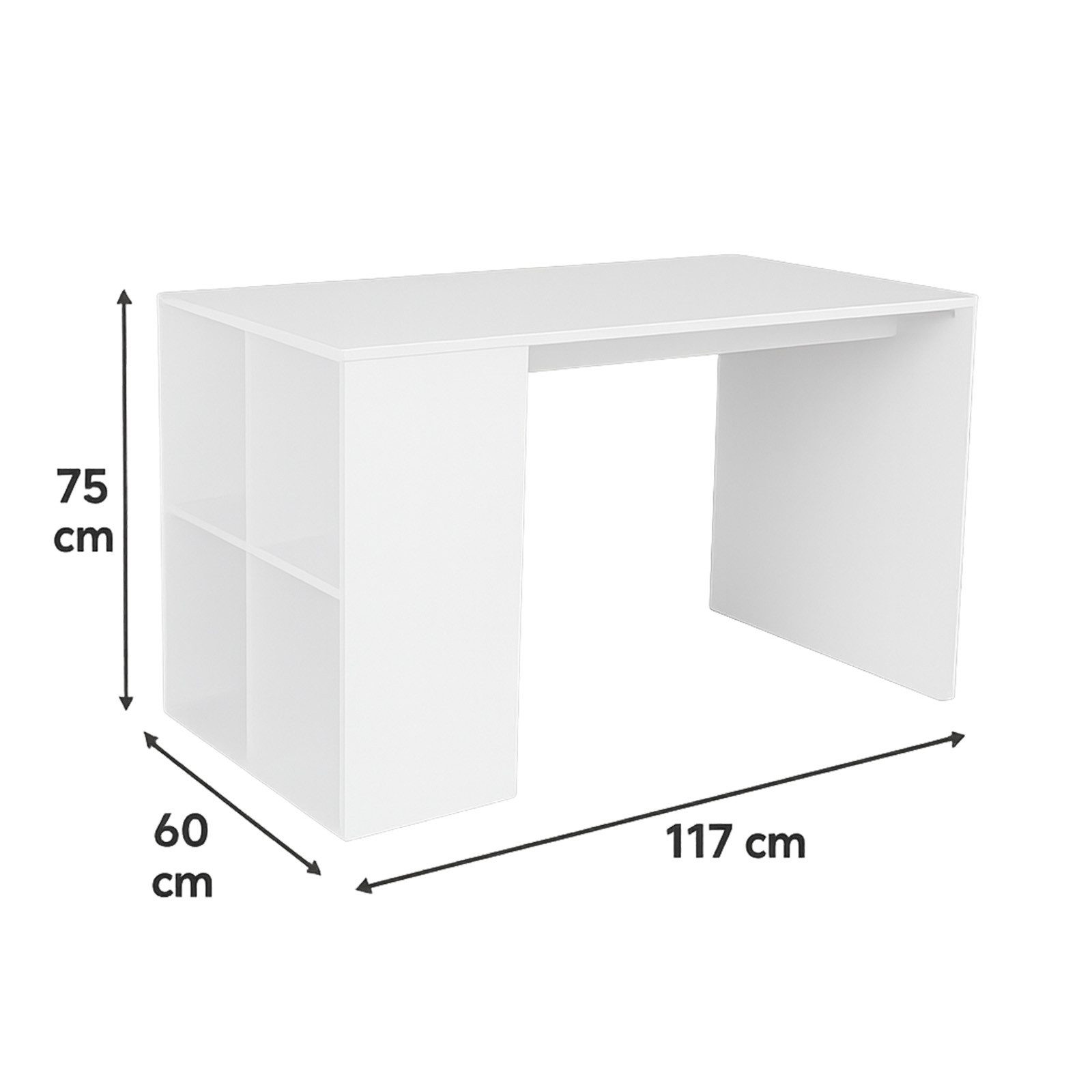 HTI-Living Schreibtisch Schreibtisch in Weiß mit seitlichen Ablagefächern ( günstig online kaufen