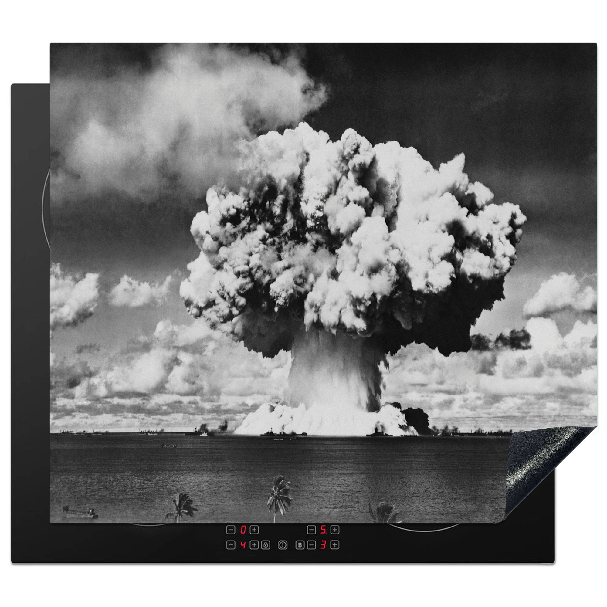 Ceranfeldabdeckung Vinyl, MuchoWow 60x52 Nukleare am Baker Day, Arbeitsfläche tlg), (1 nutzbar, Explosion Mobile Herdblende-/Abdeckplatte cm,
