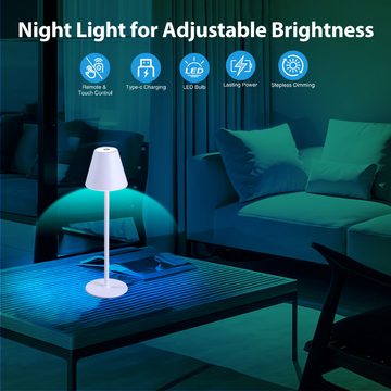 BlingBin LED Nachttischlampe Tischlampe Kabellos Dimmbare LED Akku Tischleuchte, IP54 wasserdicht, LED fest integriert, RGB, IP54 wasserdicht aufladbare LED Tischlampe für Schlafzimmer,Lesen,Bars