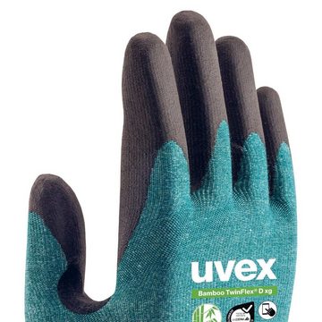 Uvex Mechaniker-Handschuhe uvex Schnittschutzhandschuhe Bamboo TwinFlex D xg 60090 Touchscreen (Spar-Set)