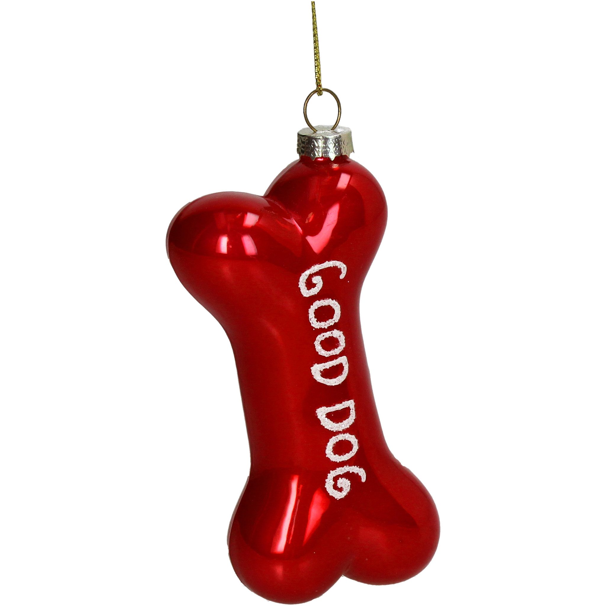 HD Collection Christbaumschmuck, Christbaumschmuck Glas 11,5cm Hundeknochen Figur Rot