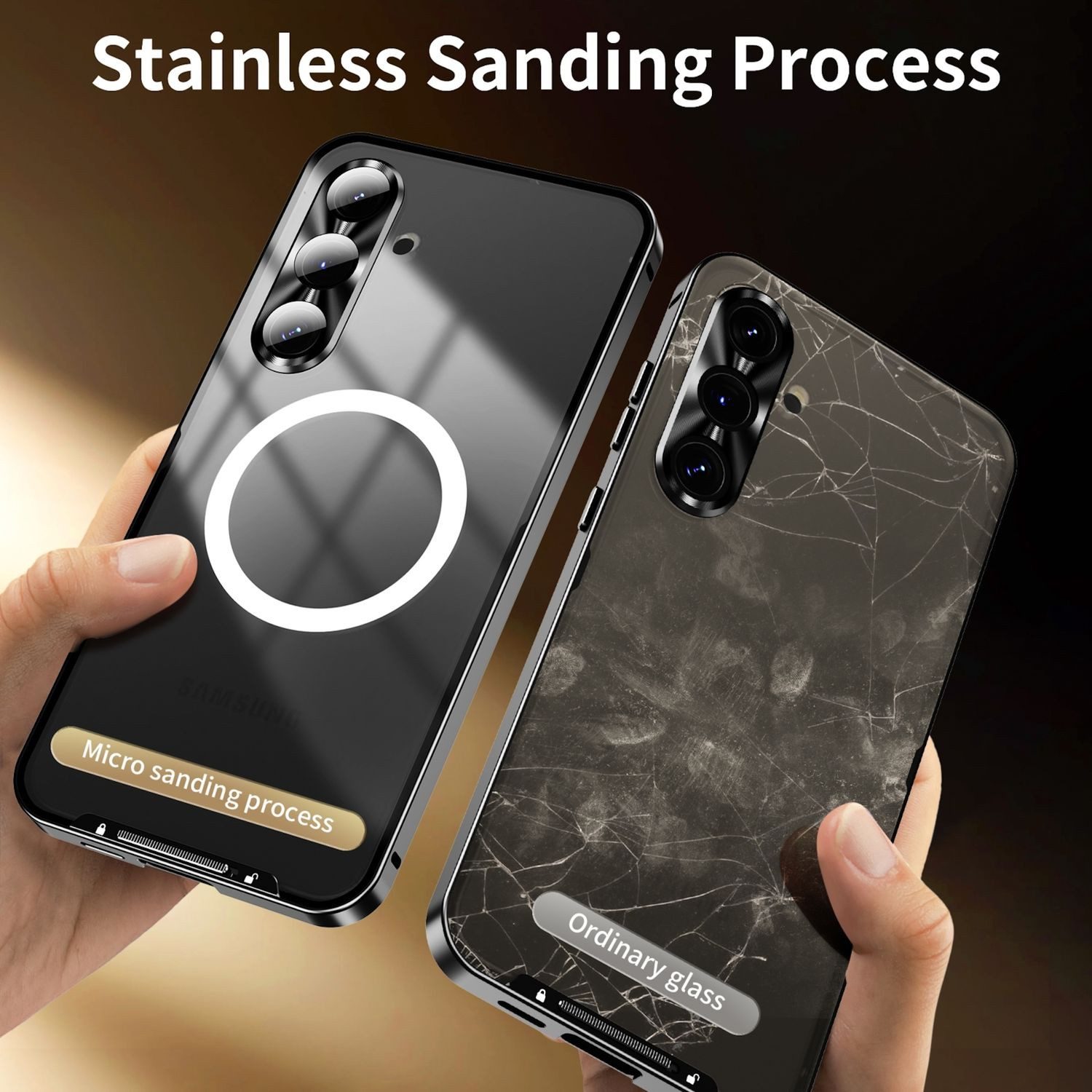 Wigento Handyhülle Für Samsung Galaxy S24 FE Magsafe Metall Design Schutz Hülle Schwarz, MagSafe-kompatibel, elegantes Design, umfassender Schutz