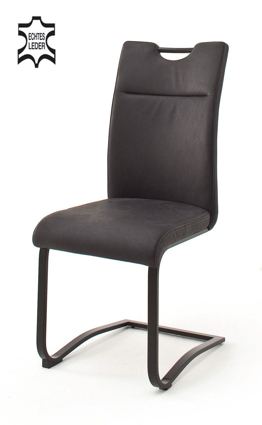 anthrazit Zora 4x 8-St), Amberg / Leder montiert, Nb. LED + (Spar-Set, 130, Monia expendio Wohnzimmer-Set weiß Stuhl Eiche
