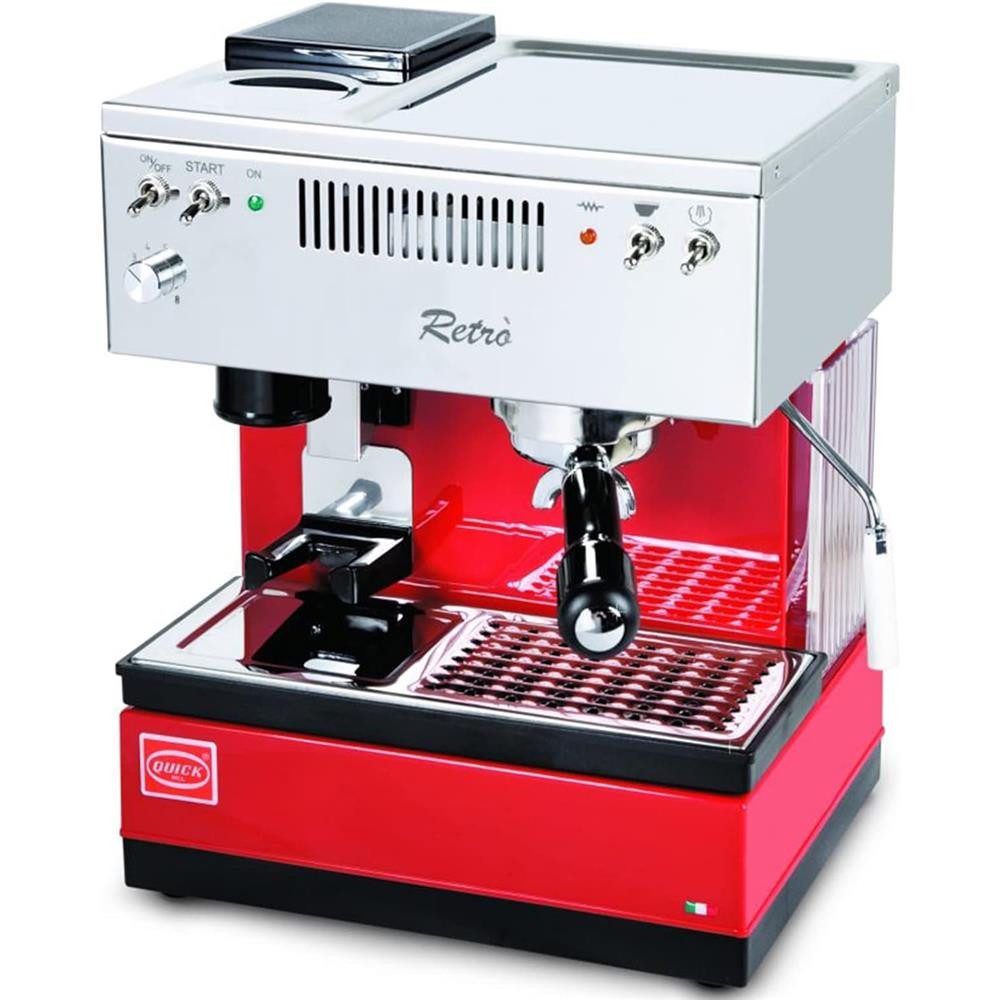 Quickmill Siebträgermaschine Retrò Rot Espresssomaschine, schnelles Aufheizen, Wassertank, Made in Italy