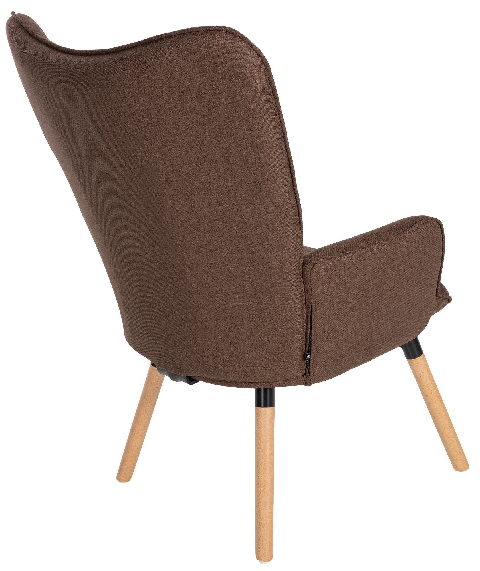 Garding, Hocker, Loungesessel Sessel mit braun Stoff-Bezug CLP 2-tlg.,