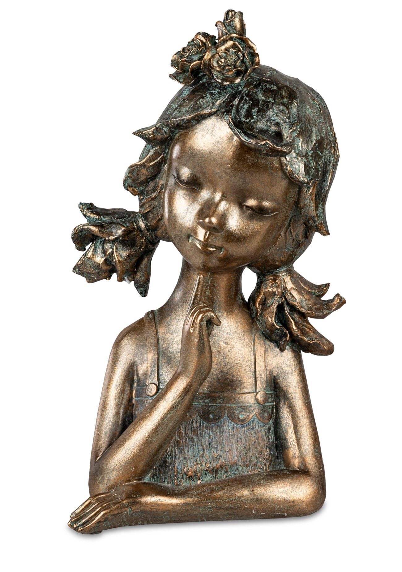 bronzefarben dekojohnson Dekofigur 27cm exklusive Deko-Büste-Mädchen