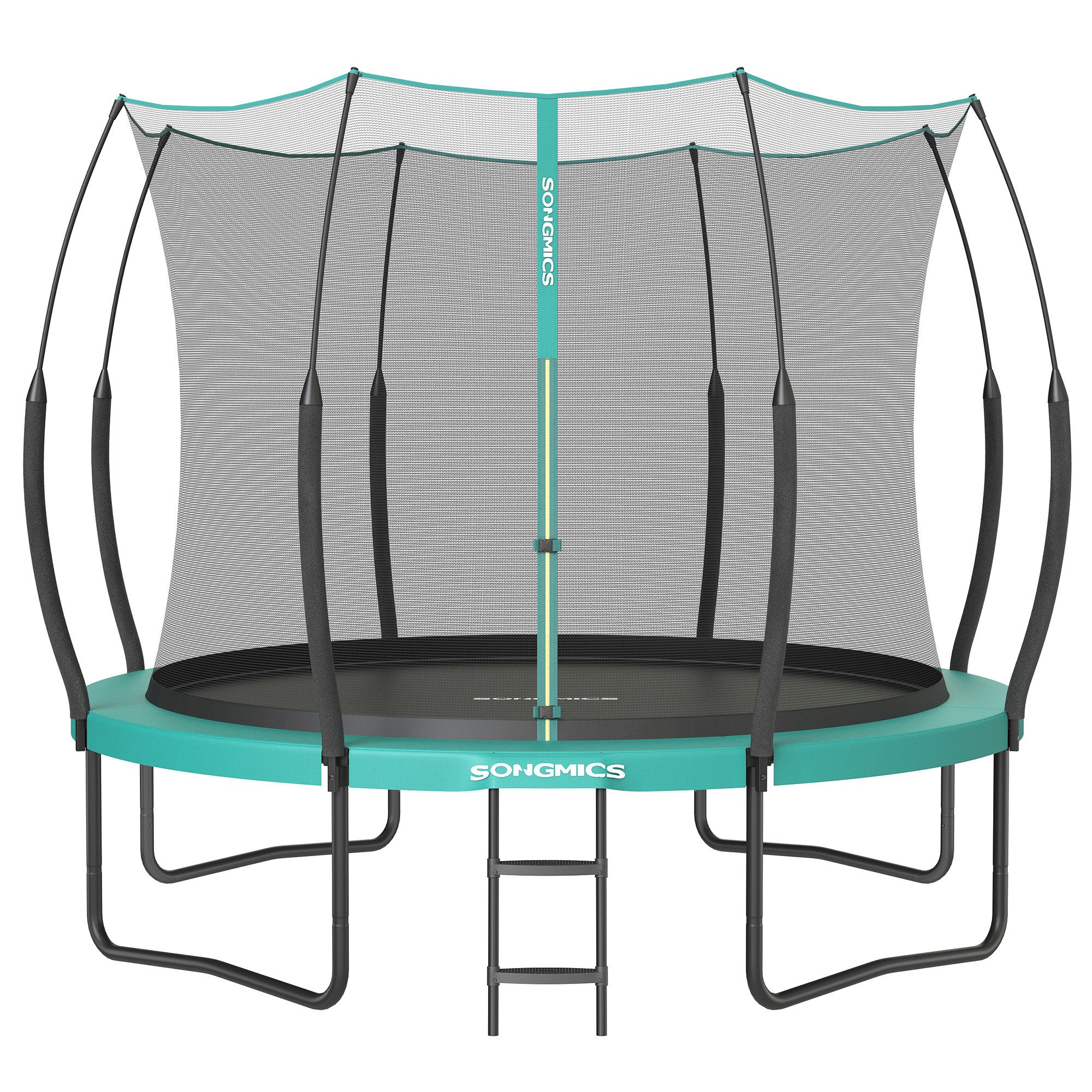 SONGMICS Gartentrampolin, Ø244/305/366 cm, Sicherheitsnetz mit Reißverschluss, Glasfaserstangen