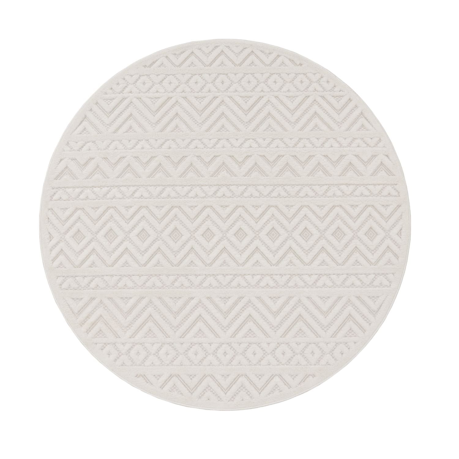 KADIMA DESIGN Teppich Struktur Wohnzimmer schmutzabweisend Teppich Kurzflor, Rund, Höhe: 14 mm, Florhöhe: 10 mm, 100% Polypropylen, Rund, 120Dcm, Creme