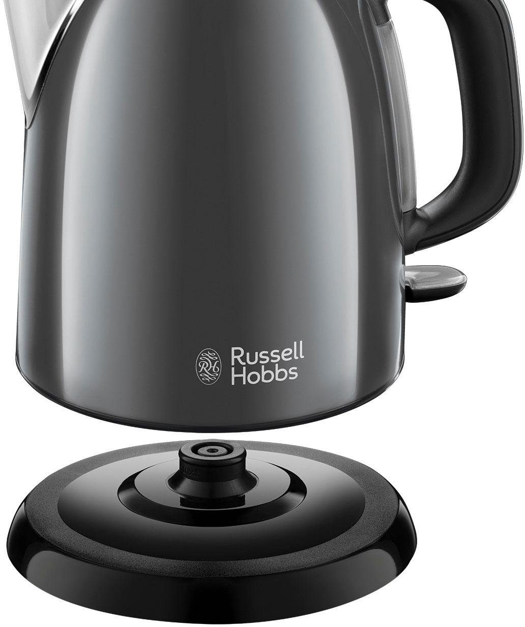 RUSSELL HOBBS Wasserkocher Colours plus grau 24993-70, 1 l, 2400 W, klein, 2400W, Schnellkochfunktion, Kalkfilter, Reisewasserkocher