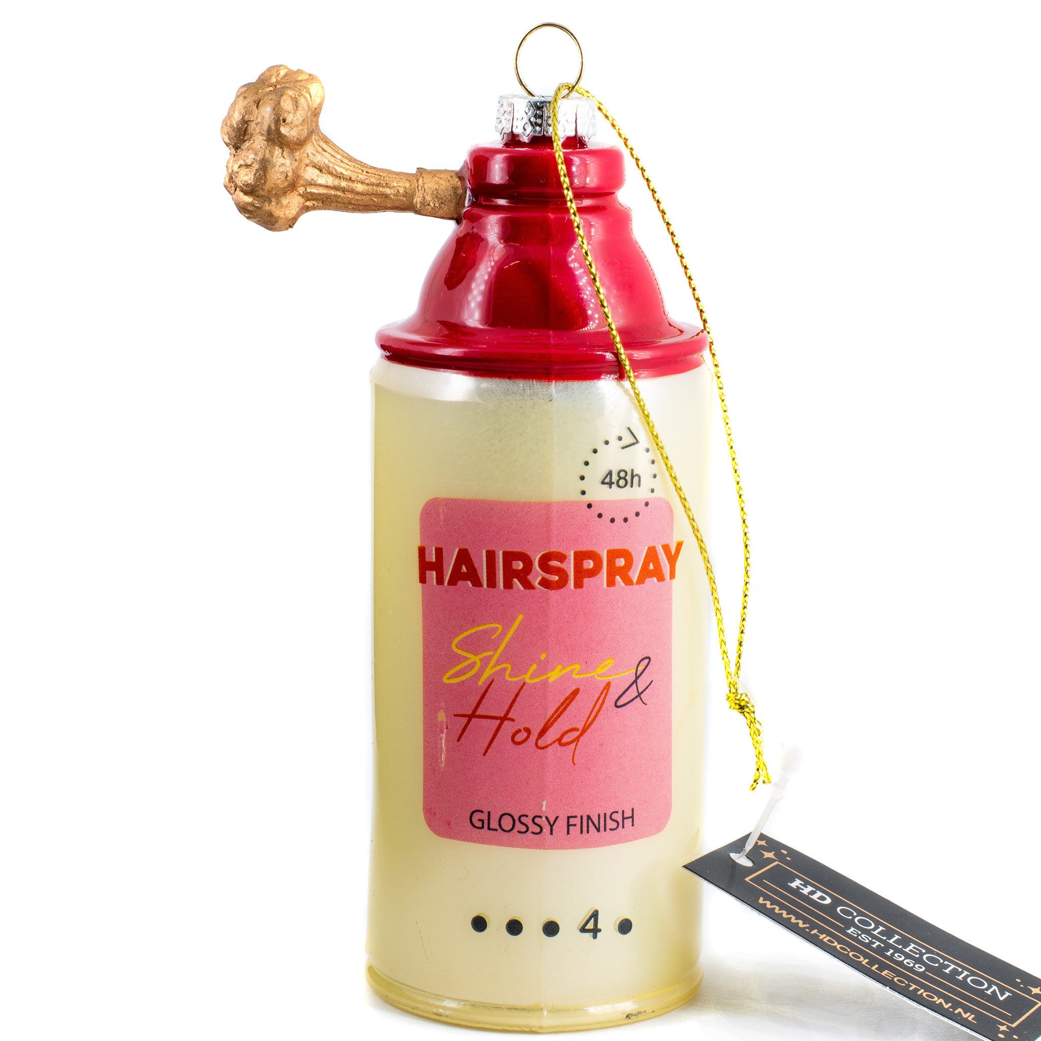 HD Collection Christbaumschmuck, Christbaumschmuck Glas 12cm Haarspray Figur Creme