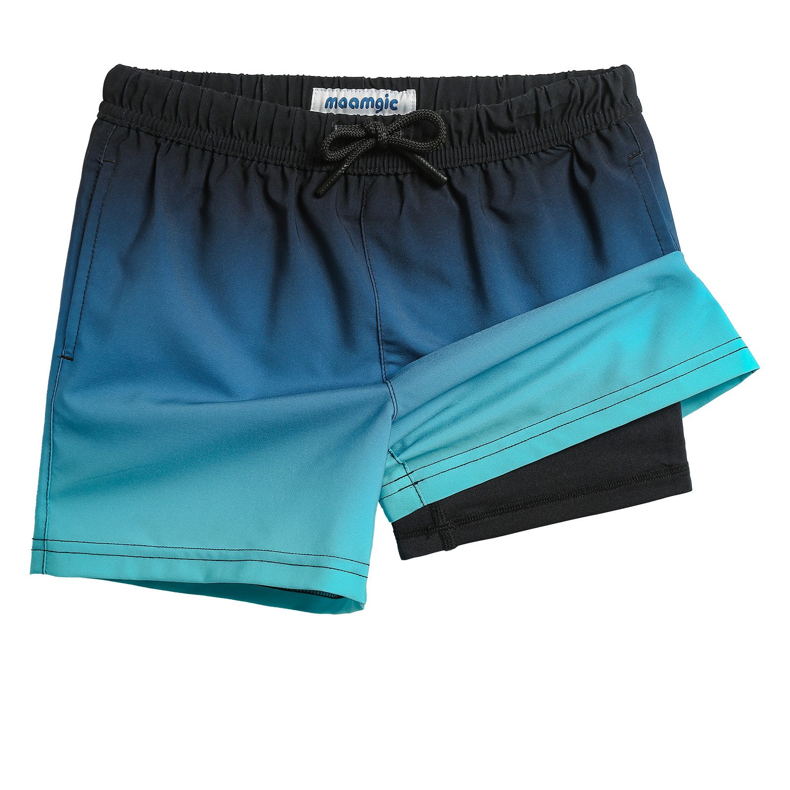 MaaMgic Badehose Shorts Jungen 2-in-1 mit verstellbarem Kordelzug (1-St) Stretch Schwimmshorts mit Innenfutter für Strand und Schwimmbad