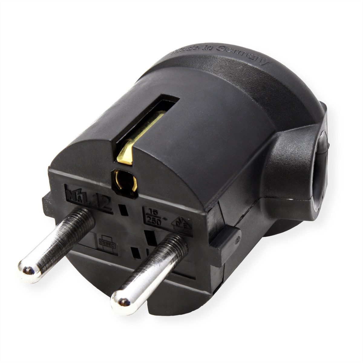 Bachmann Schutzkontaktstecker Stromadapter, 0 cm, schwarz bruchfest, montierbar, IP 20, Winkel, 911.175