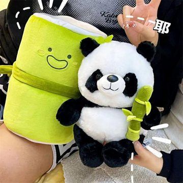 yozhiqu Kuscheltier Niedlicher Panda mit Bambus-Plüschtier, Panda und Bambusrohr (1-St), Weicher Stoff,zart,perfektes Geschenk für Kinder,Erwachsene,Freunde