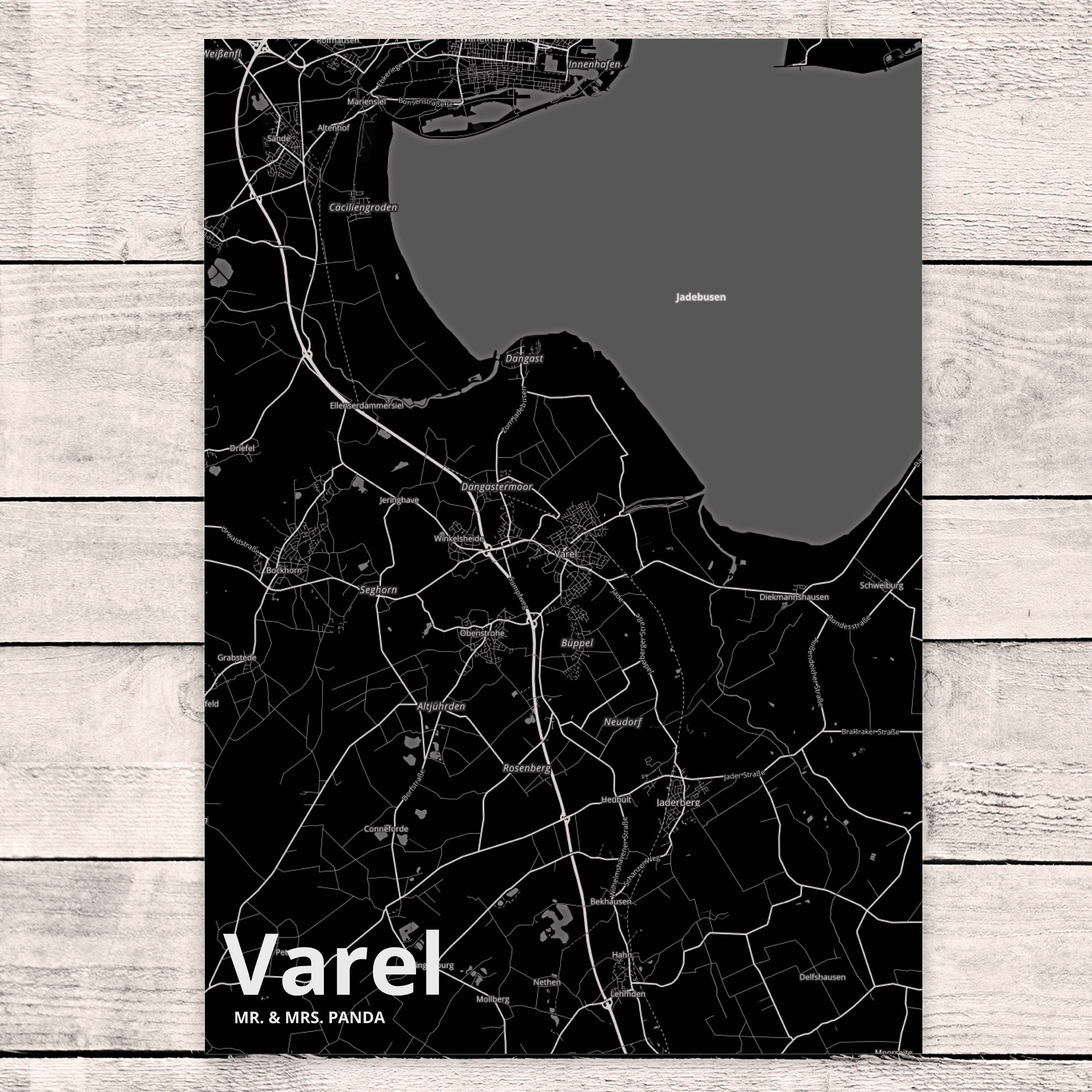 Map Stadt Mrs. Mr. Varel Dorf, Postkarte Karte Panda Stadtplan, Landkarte - Geschenk, Ein Dorf &