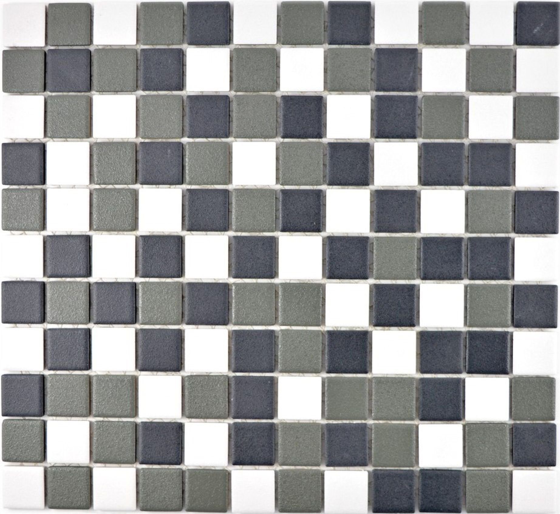 Mosani Mosaikfliesen Keramik Mosaik schwarz weiß anthrazit matt RUTSCHSICHER RUTSCHHEMMEND