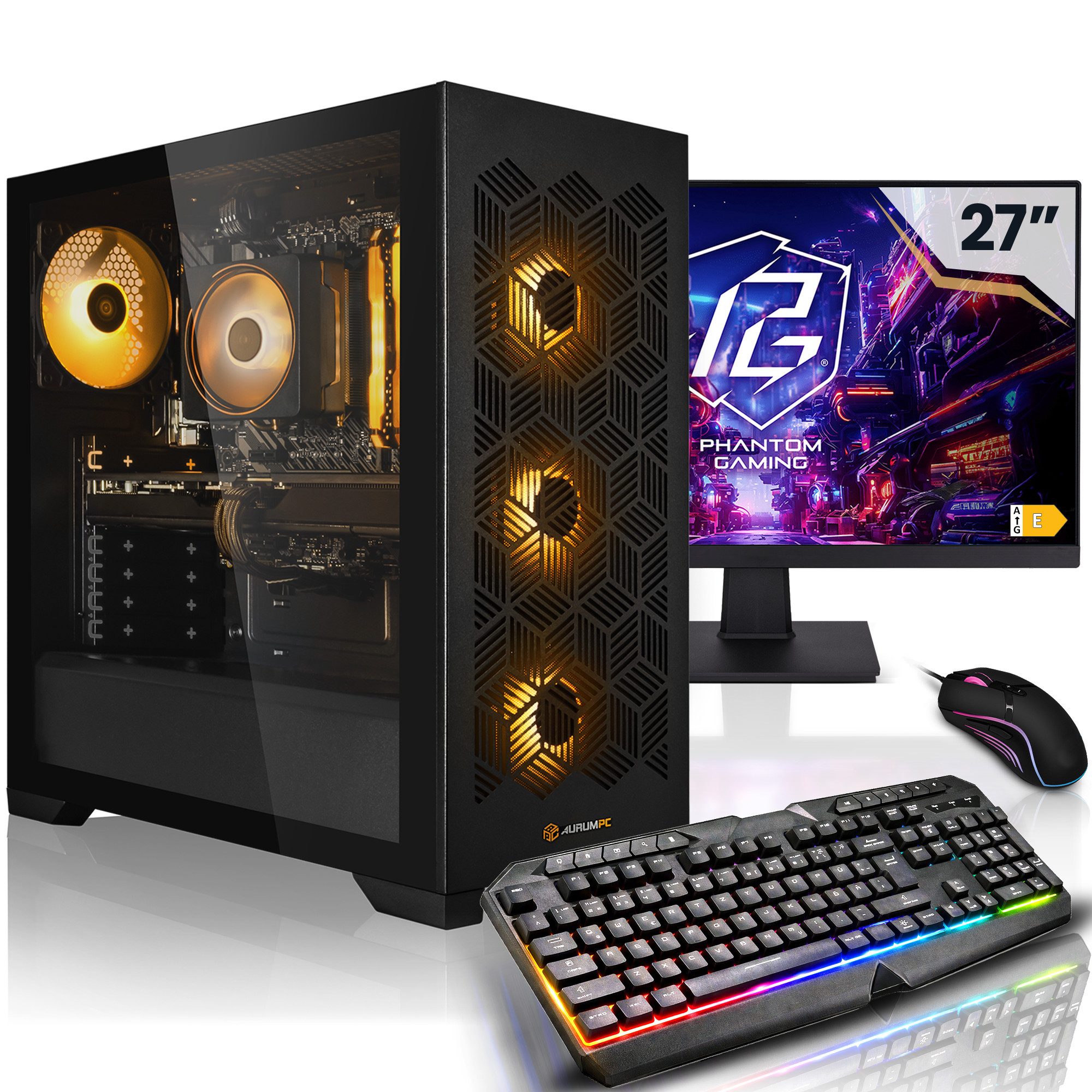 AurumPC 27" Set R7 5800X3D mit RTX5060Ti 8GB und 32GB DDR4 RAM PC-Set (27 Zoll, AMD Ryzen 7 5800X3D, GeForce RTX 5060 Ti, 32 GB RAM, 1000 GB SSD, Luftkühlung)