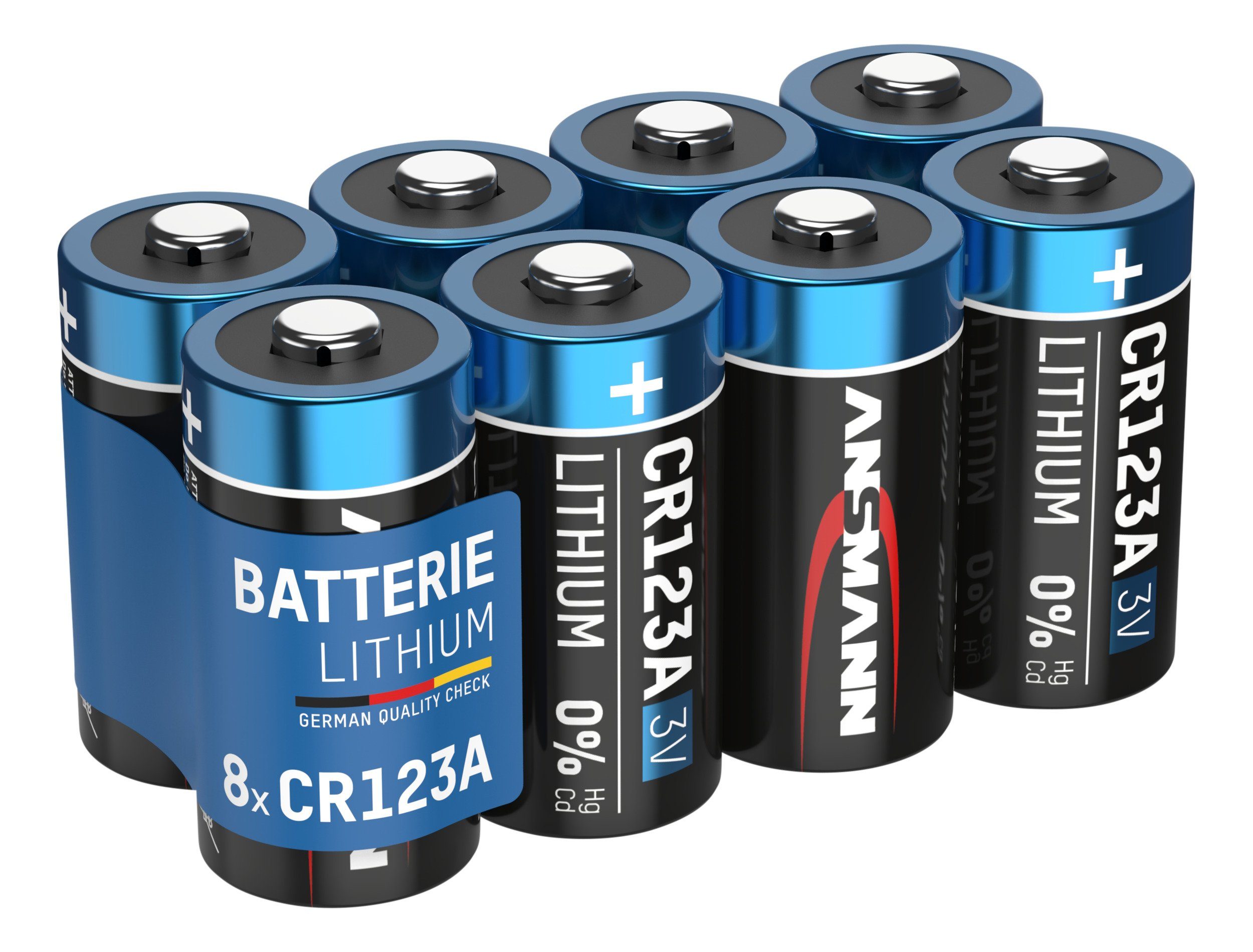ANSMANN® 8x CR123A 3V Lithium (8 Batterie Batterie Stück) Hochleistungsbatterie 