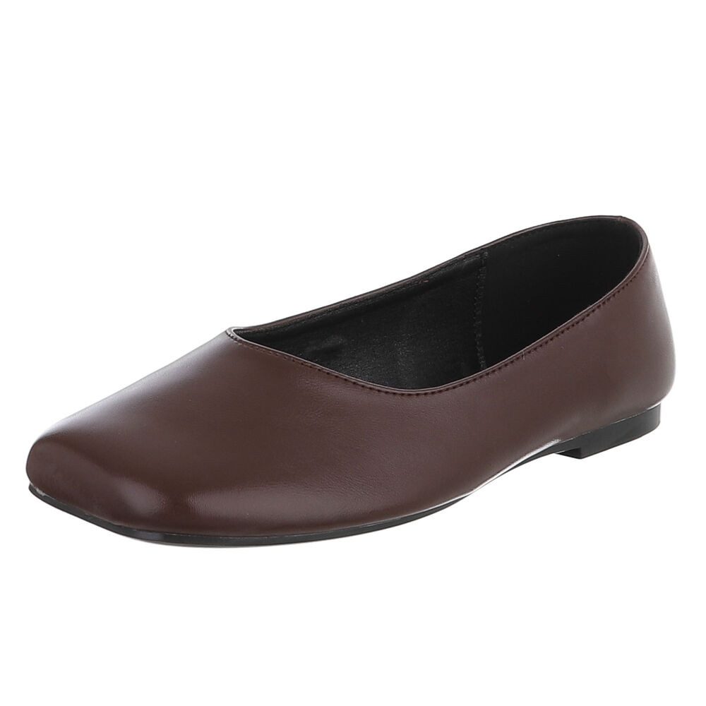 Ital-Design Damen Ballerina Slip-On flach schlicht elegant Slipper (92269069) Blockabsatz Klassische Ballerinas in Braun