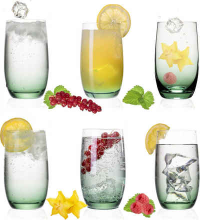 PLATINUX Glas »Trinkgläser«, Glas, Ombré Grün 280ml (max. 370ml) 6 Teilig Wassergläser Saftgläser Longdrinkgläser