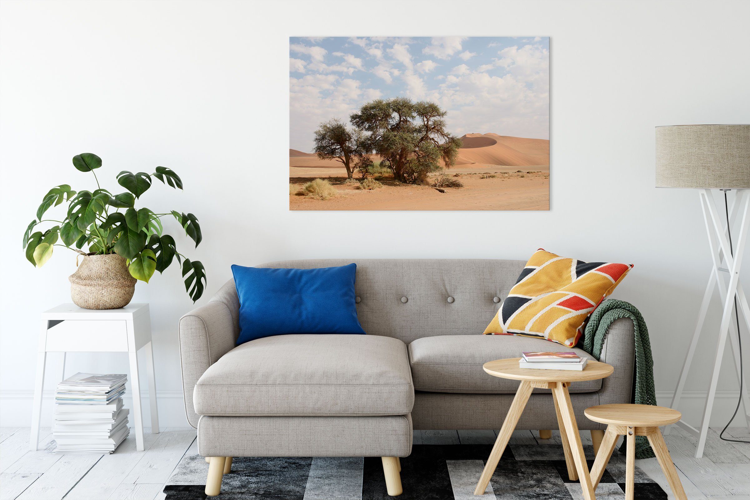 Pixxprint (1 inkl. St), Bäume Wüstenlandschaft, Leinwandbild Bäume Zackenaufhänger in Wüstenlandschaft in Leinwandbild fertig bespannt,