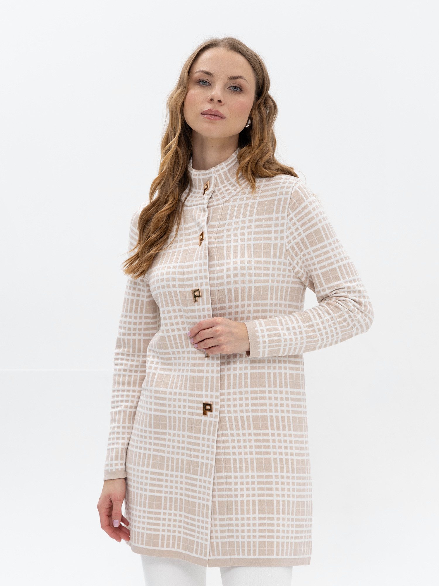 Passioni Strickmantel mit Karo-Muster günstig online kaufen