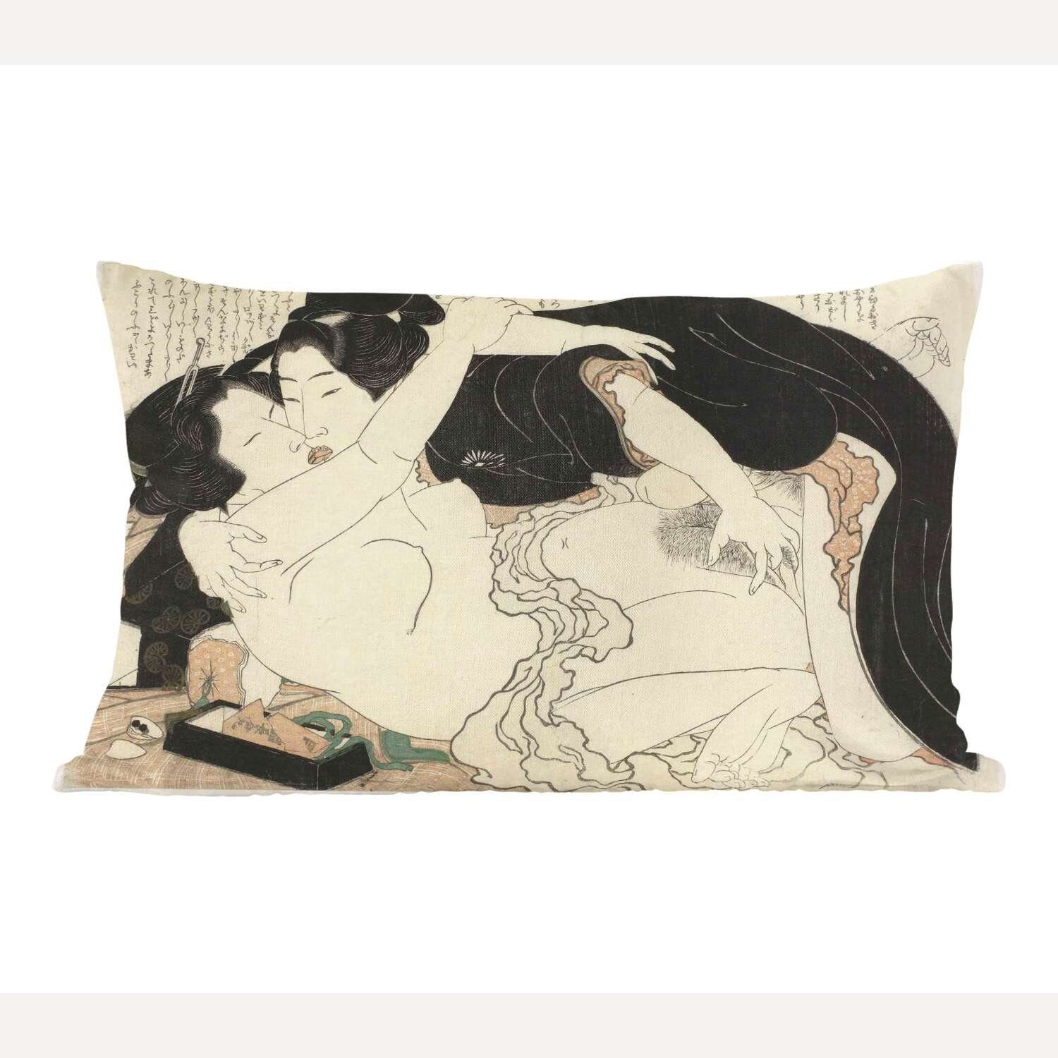 mit Hokusai, und Gemälde Mann MuchoWow Katsushika Füllung, Dekokissen Witwe Dekoration, - Zierkissen, von Dekokissen Wohzimmer Schlafzimmer junger