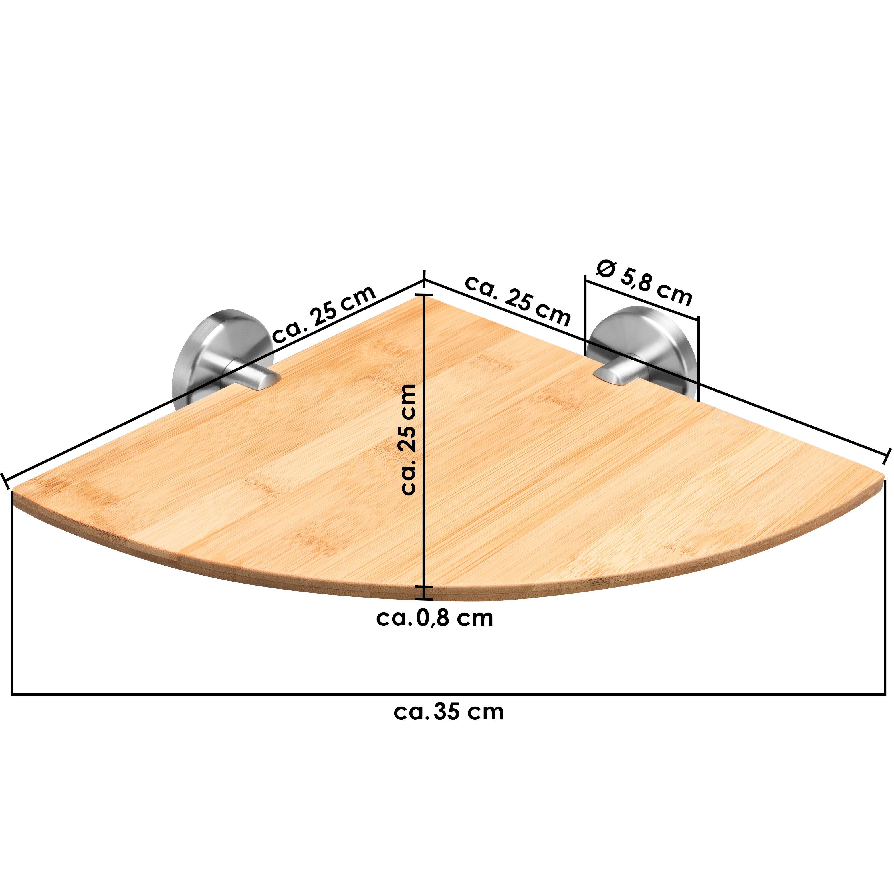 Edelstahl-Halterung Wandregal bremermann Eckablage PIAZZA Kleber inkl. Bad-Serie mit BAMBUS