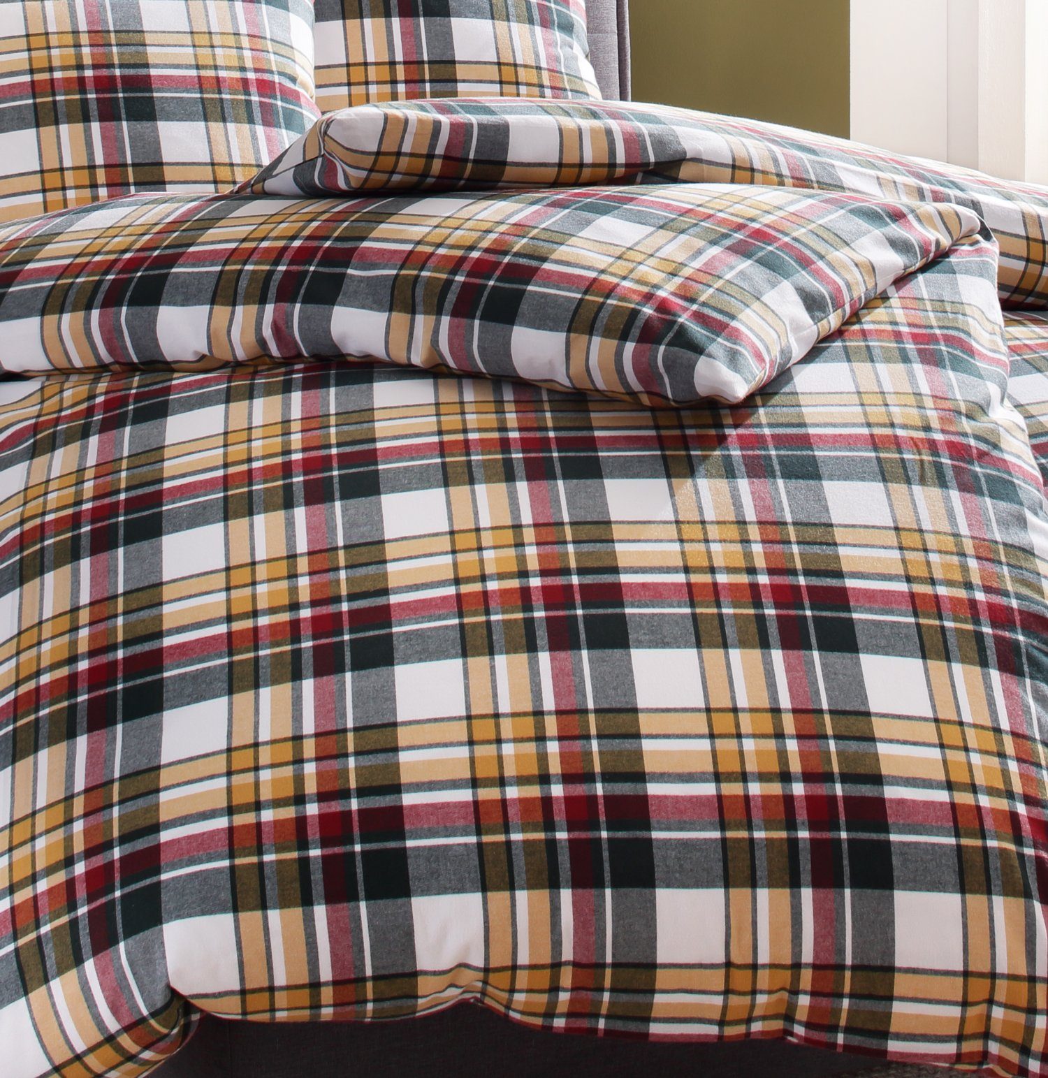 BETTWAESCHE-MIT-STIL Bettwäsche Karo Feinflanell Bettwäsche Livigno, günstig online kaufen