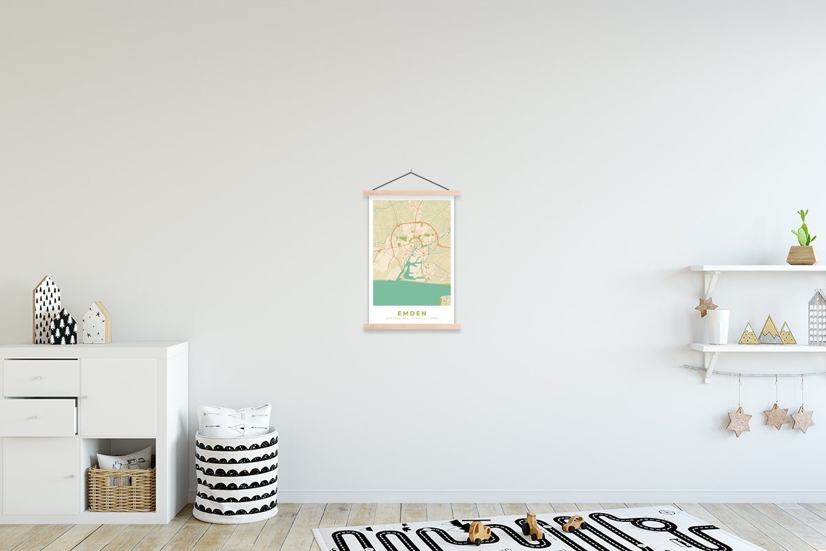 Textilposter für Wohnzimmer, Magnetisch - Posterleiste, - Emden Vintage, - Stadtplan St), Poster MuchoWow (1 Bilderleiste, Karte