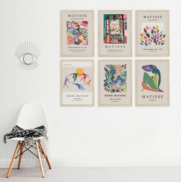TPFLiving Kunstdruck (OHNE RAHMEN) Poster - Leinwand - Wandbild, Henri Matisse - Abstrakte Blätter und Frauenmotive - (Leinwand Wohnzimmer, Leinwand Bilder, Kunstdruck), Farben: braun, grau, orange, grün, rot, gelb - Größe: 13x18cm