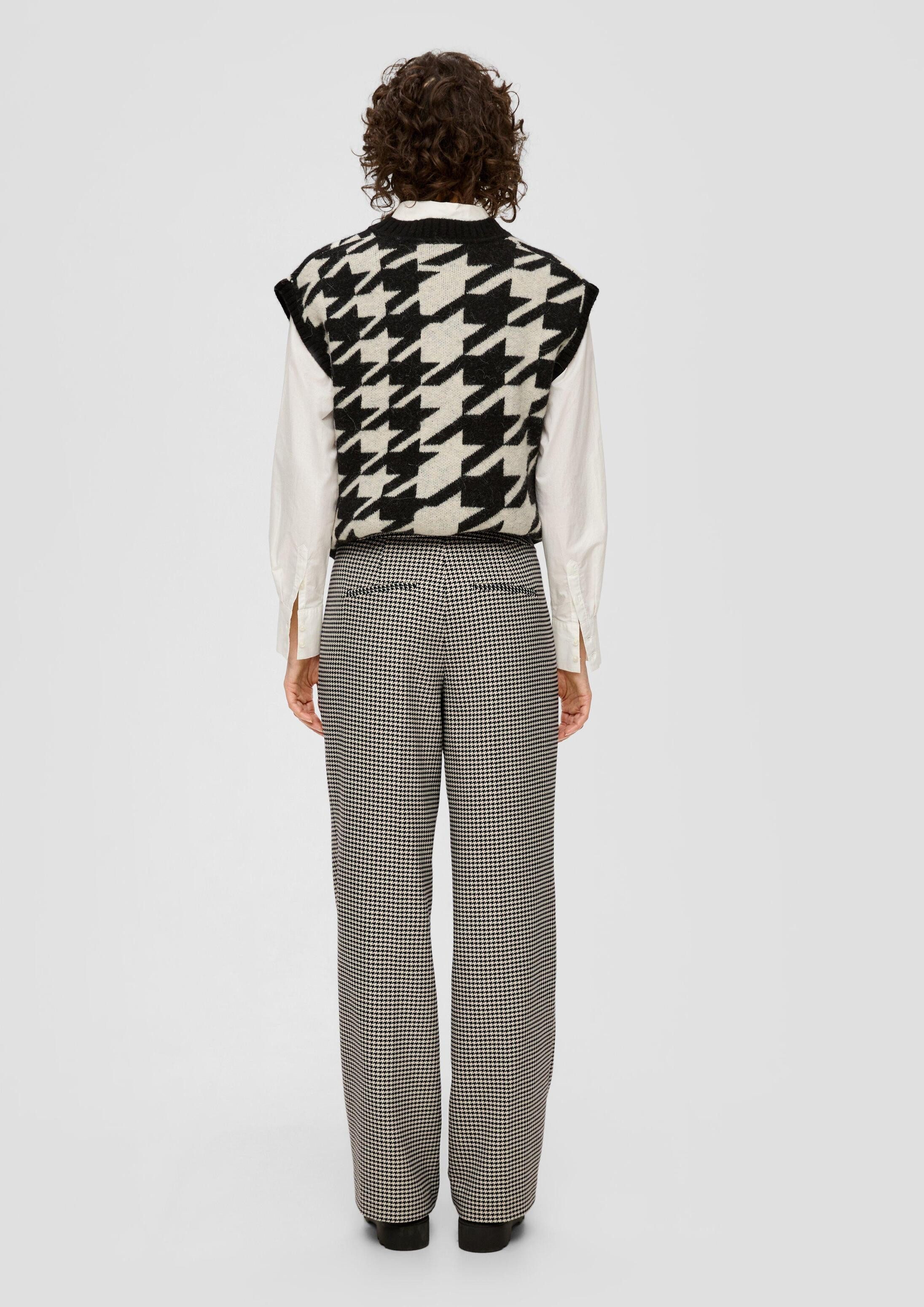 s.Oliver Chinos Hose Regular: Wide Leg-Hose mit Hahnentrittmuster