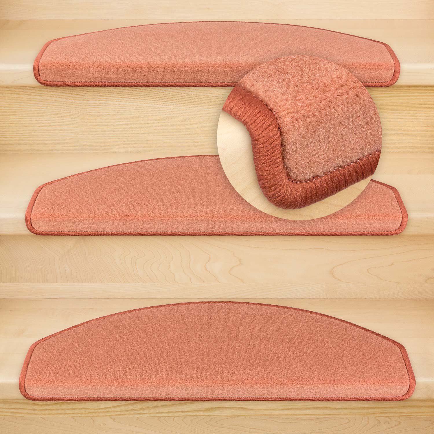 Stufenmatte »Vorwerk Uni - Hochwertiger Velours Treppenschutz«, Metzker®,  halbrund, Höhe 7 mm, 15 Stück im Set Terra online kaufen | OTTO
