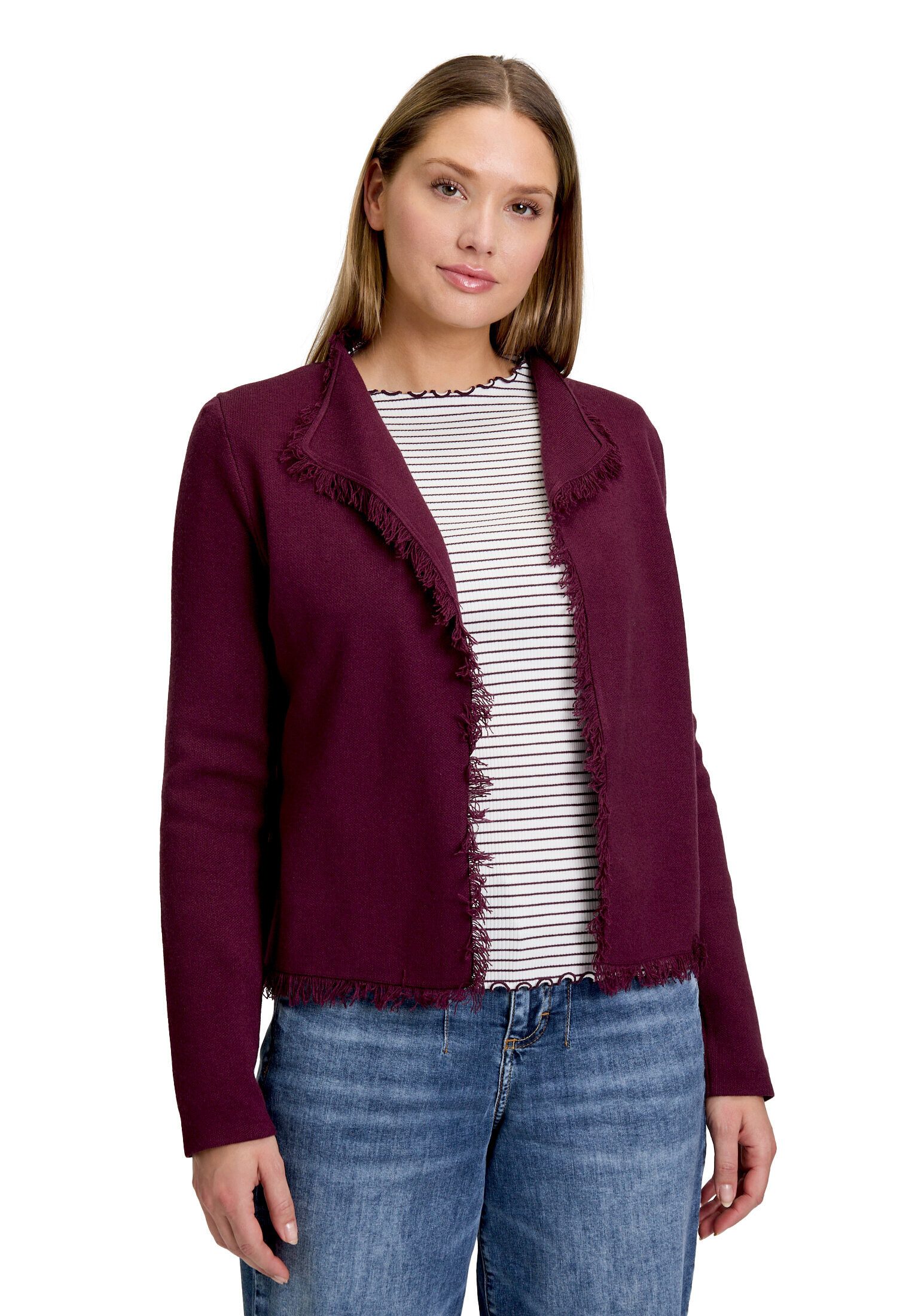 Cartoon Strickjacke Damen mit Fransen (1-tlg)