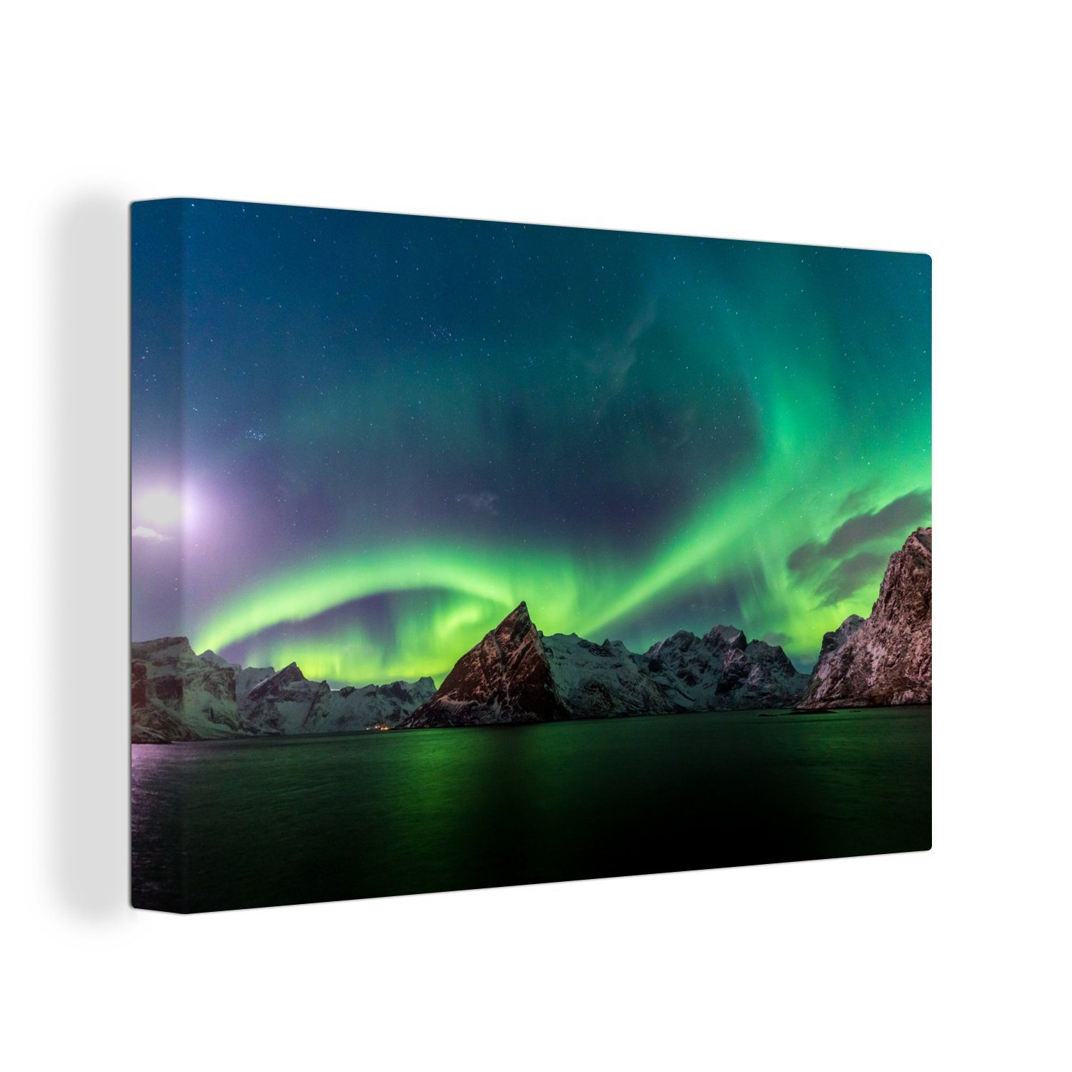 Nordlichts St), (1 Wanddeko, in Darstellung des Abstrakte Leinwandbilder, Aufhängefertig, Norwegen, cm Leinwandbild OneMillionCanvasses® Wandbild 30x20