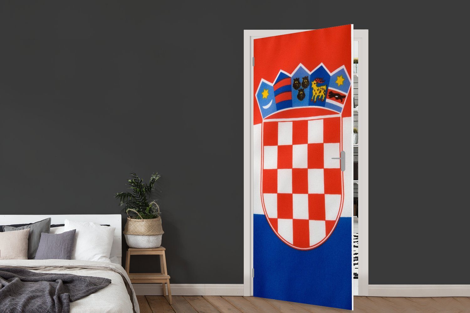 MuchoWow Türtapete Foto der kroatischen St), Flagge, (1 bedruckt, Matt, Tür, 75x205 für Türaufkleber, Fototapete cm