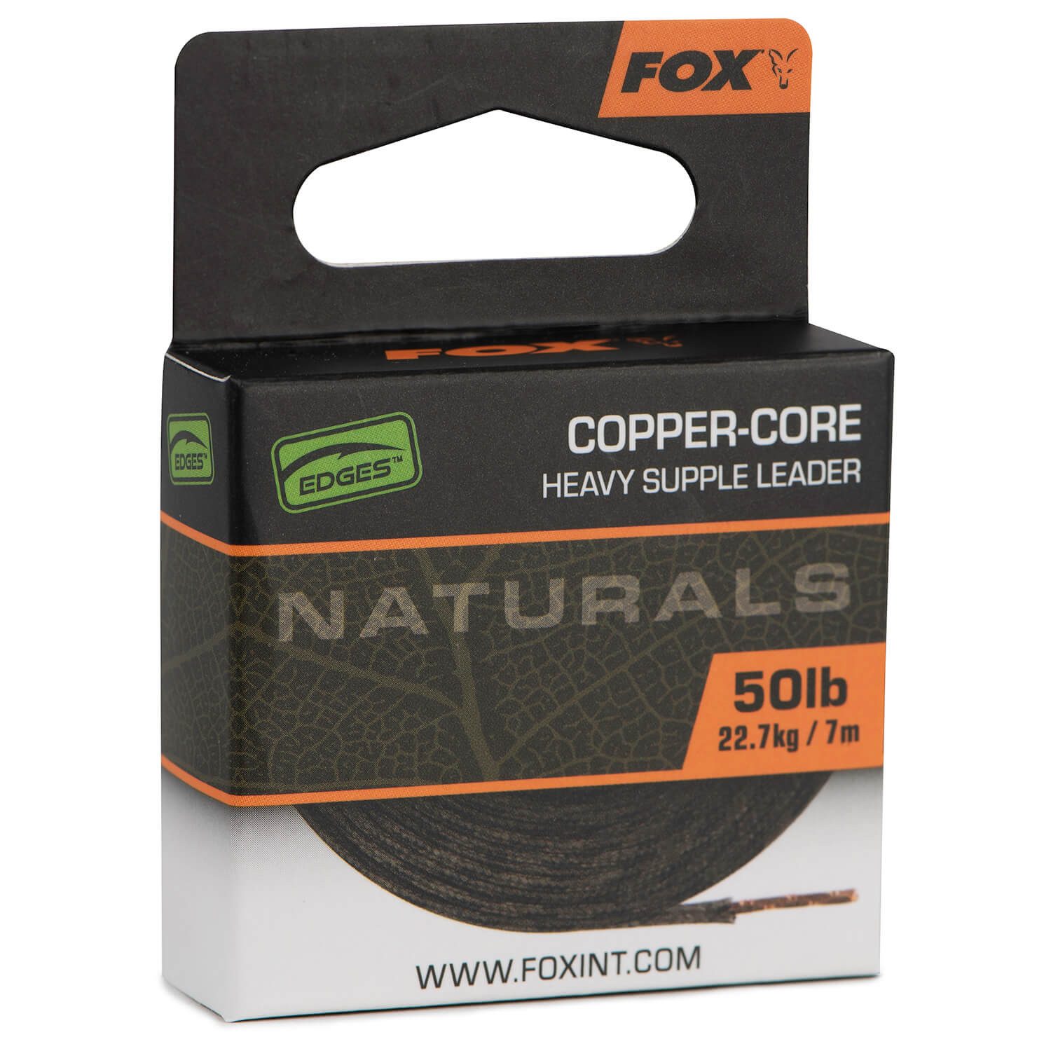 FOX International Vorfachschnur Fox Edges Natrurals Copper Core Vorfachschnur 7m 22,7kg, 7 m Länge, (1-St), Tragkraft: 22,7 kg