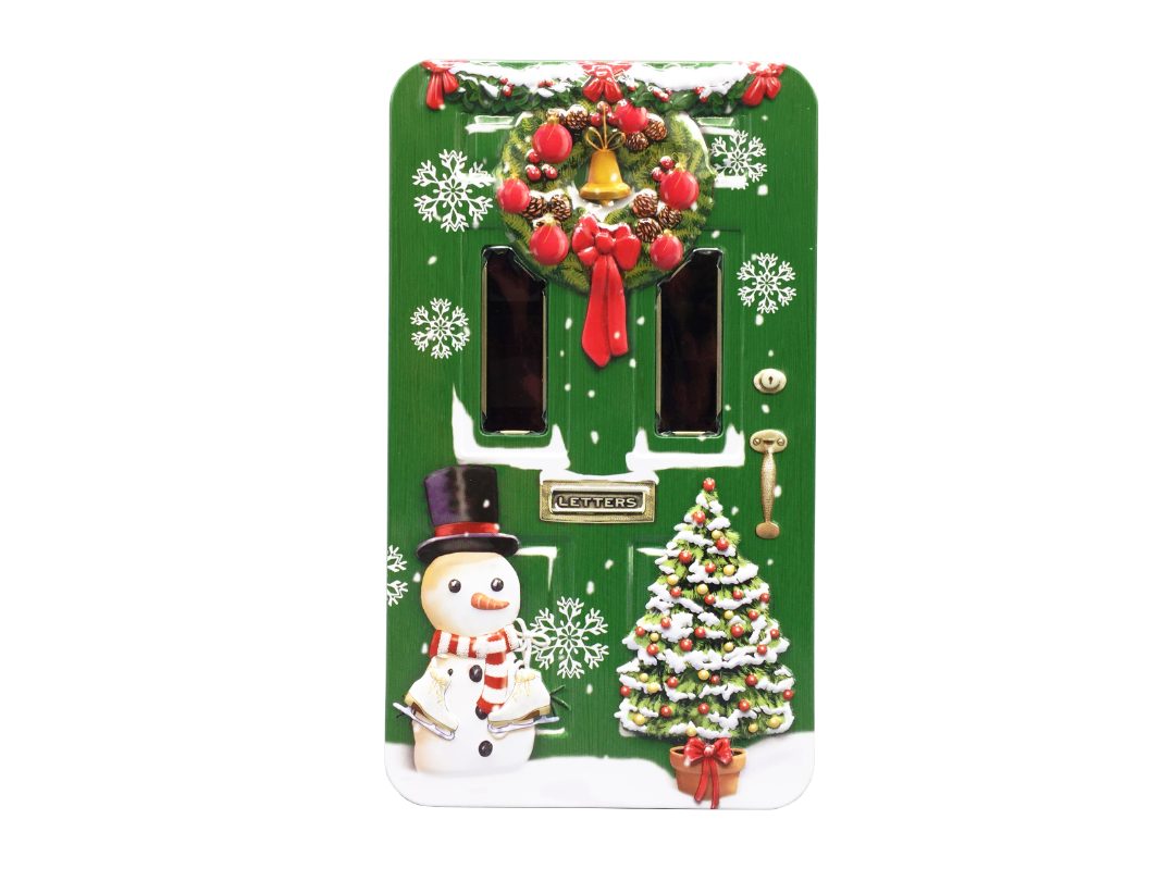 MediMuc Keksdose Große Türdose - Aufbewahrungsdose, Weihnachtsdose, Keksdose, Blechdose, Grün, Weihnachtsdose, Motivdose, Winterdose, Metalldose