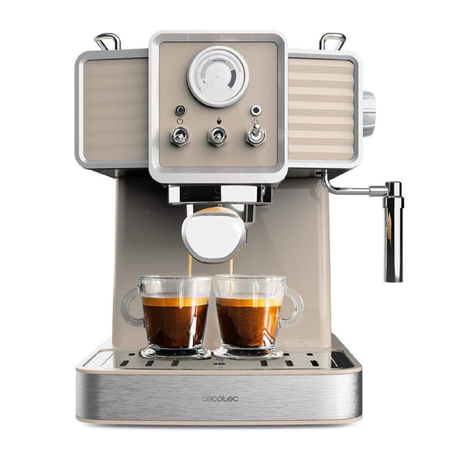 Cecotec Espressomaschine, 1.5l Kaffeekanne, Power Espresso 20 Tradizionale Light Beige