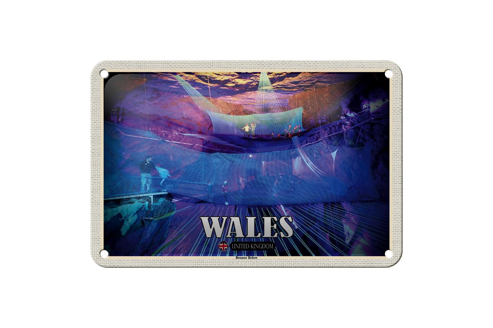 Metallschild Reise 18x12cm Wales United Kingdom Bounce Below Schild