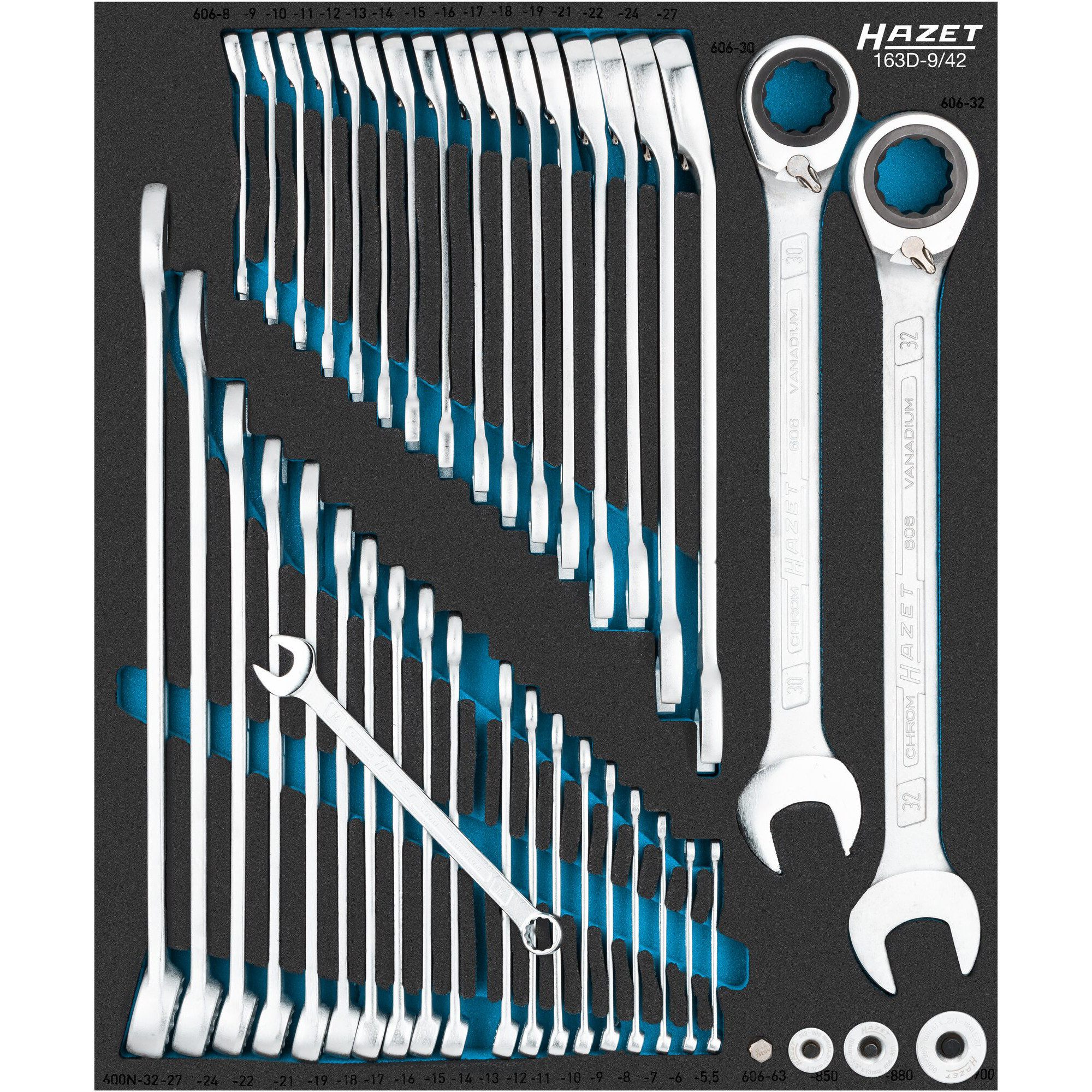 HAZET Werkzeugset Hazet Schraubenschlüssel-Satz 163D-9/42, Größe