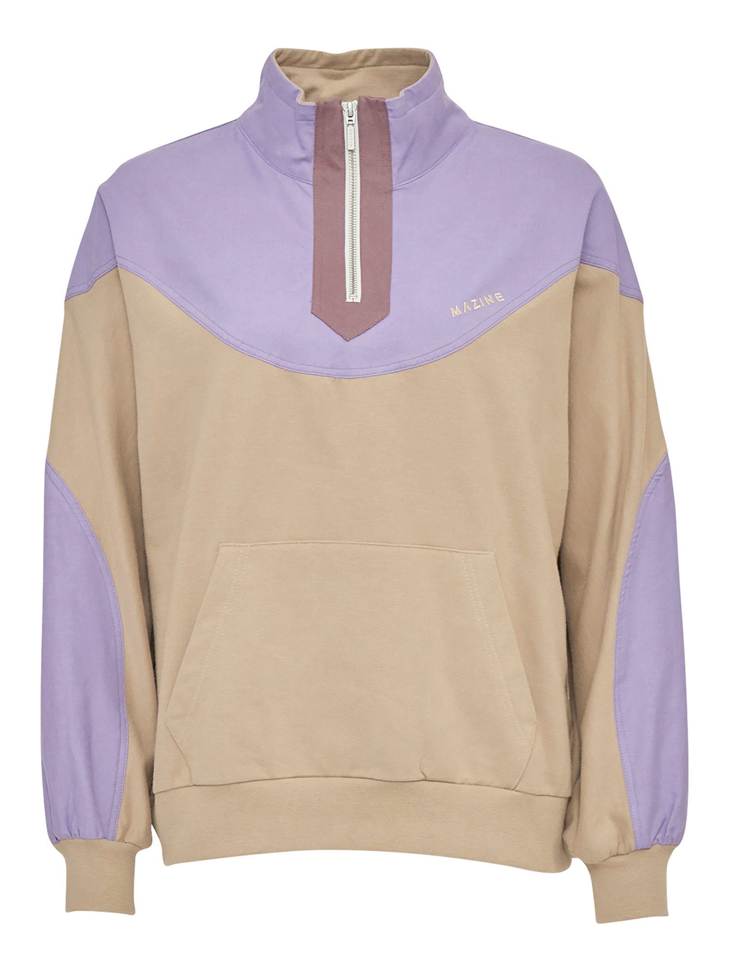 Sweatshirt Half taupe purple Vera haze/light Zip gemütlich MAZINE sportlich