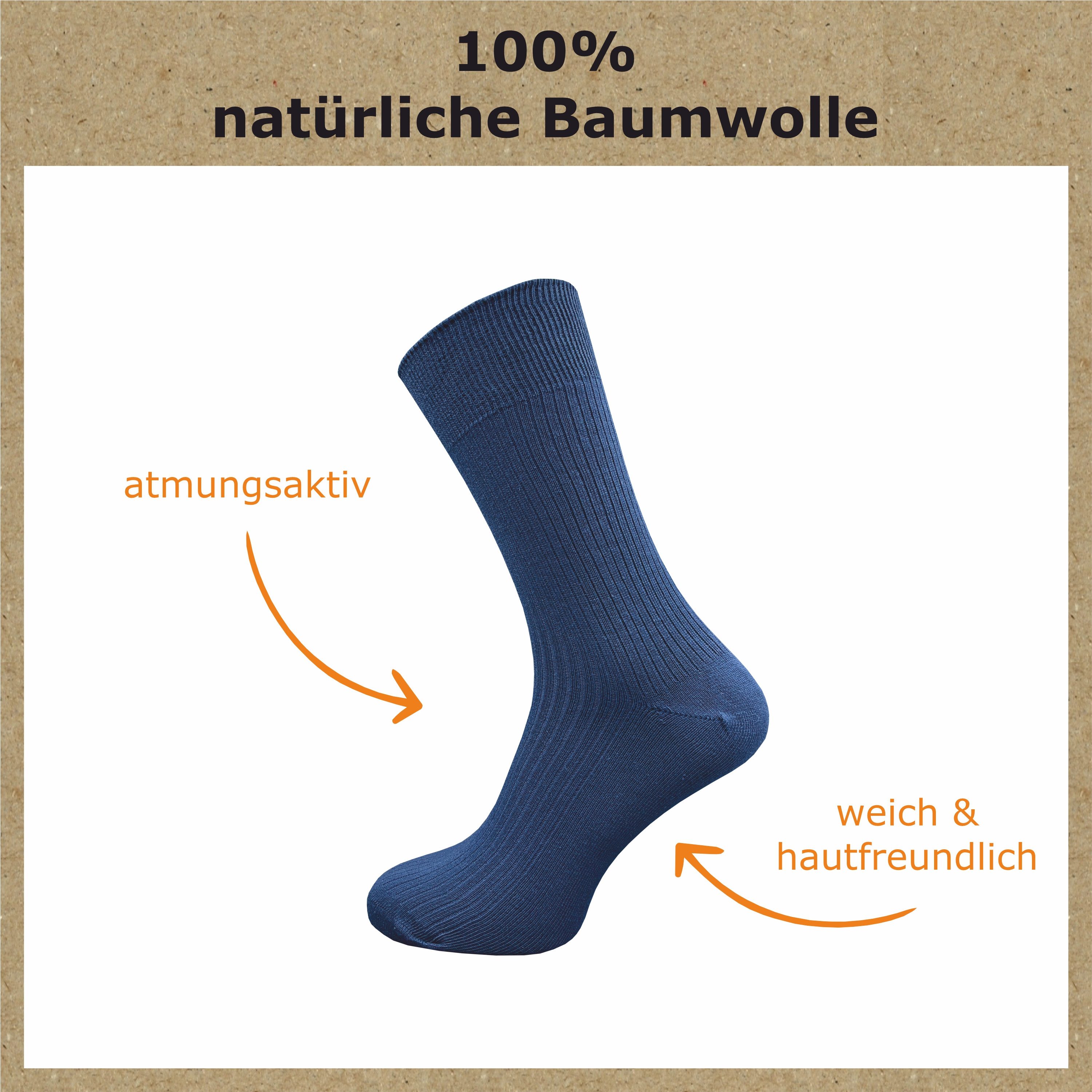 GAWILO Basicsocken für Herren aus 100% Baumwolle - ohne Gummi - ohne drücke günstig online kaufen