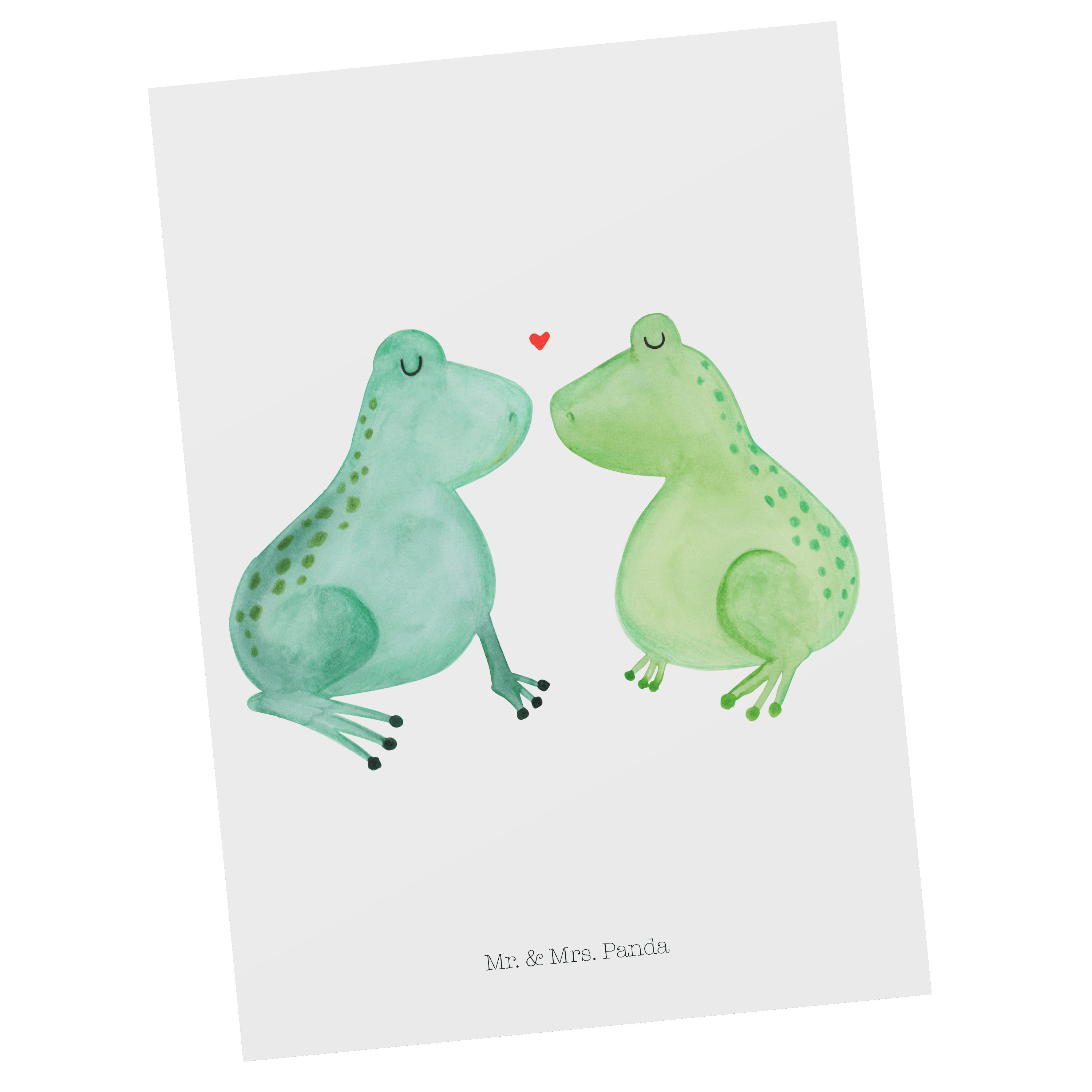 Mr. & Mrs. Panda Postkarte Frosch Liebe - Weiß - Geschenk, Freundin, Ansichtskarte, Freund, Einl