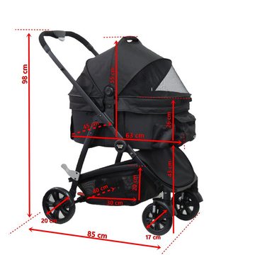 Eichhorn Kinderwagen Tiertransportbox Close2Me CozyTravel Hundebuggy bis 25,00 kg, mit abnehmbarer Transportwanne