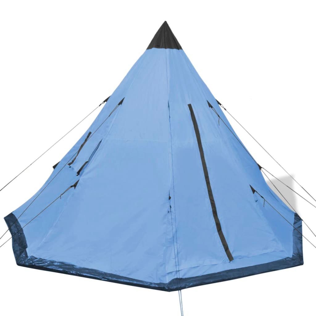 furnicato Faltzelt Tipi Campingzelt 4 Personen 365x365x250 cm Hellblau, (1 tlg), Campingunterkunft mit Insektenschutznetzen und PE-Boden für Festivals