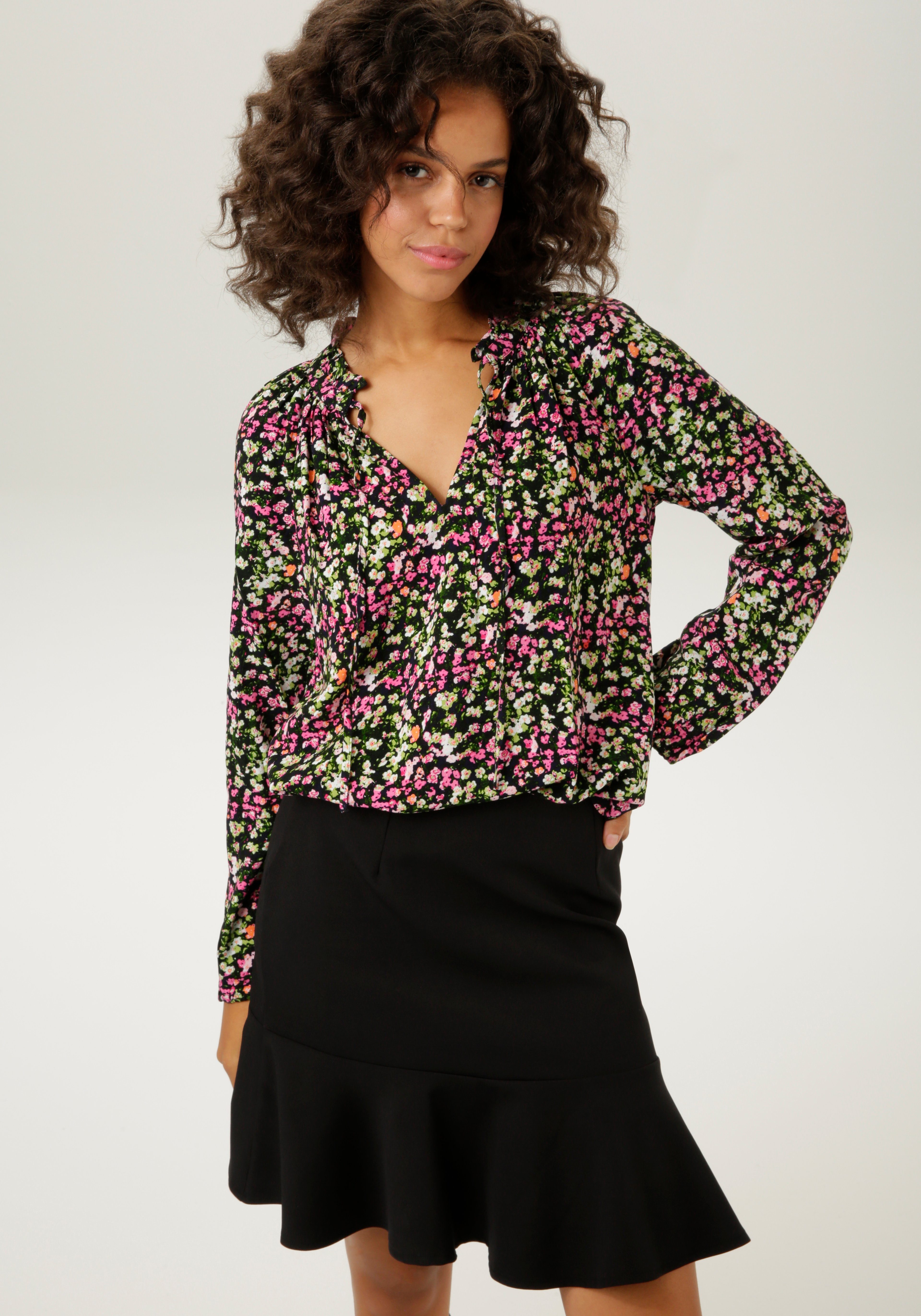 Aniston CASUAL Schlupfbluse mit farbenfrohem Blümchendruck günstig online kaufen