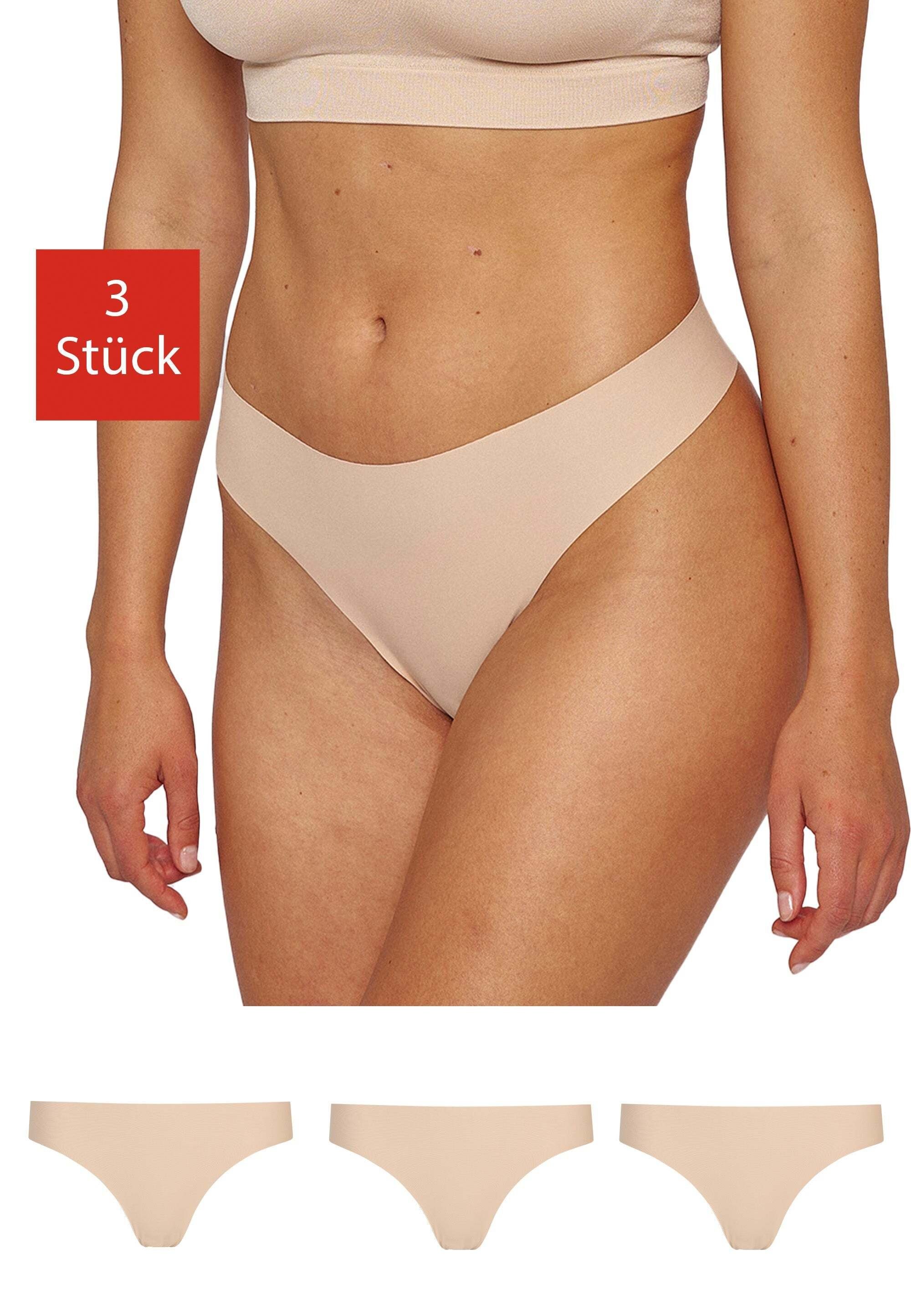 SNOCKS Tanga Slip aus Mikrofaser Damen Thong (3-St) ohne Nähte, unsichtbar unter deiner Kleidung