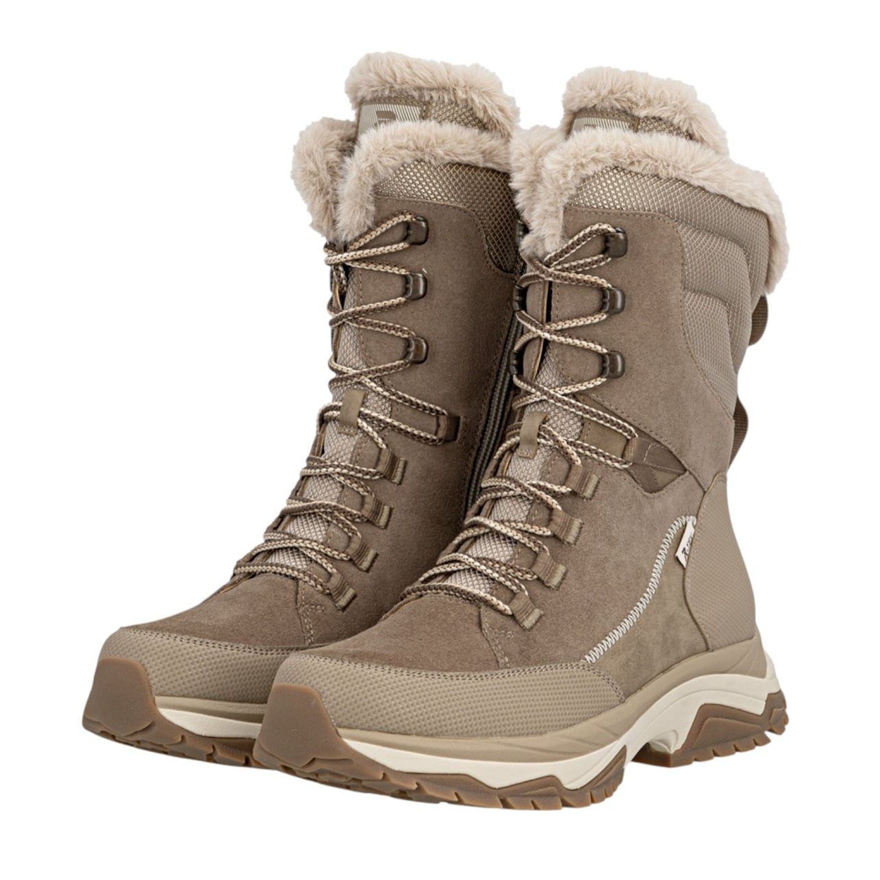Rieker W3972-00 (Schnürstiefel mit Innenfutter, sehr warm) beige Damen Winterstiefel