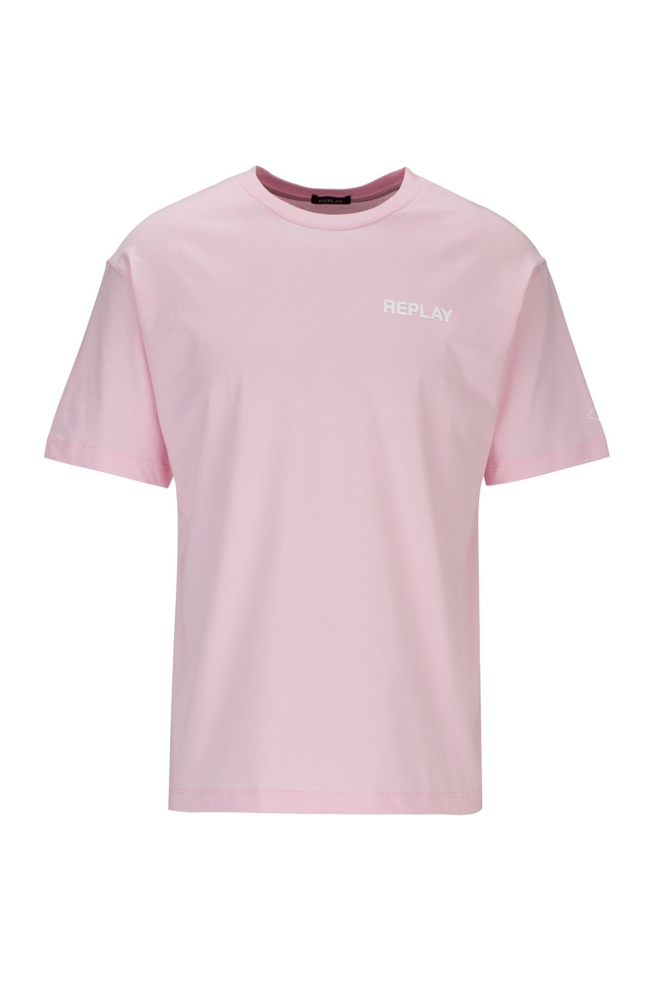 Replay Bubble Rundhalsshirt 066 T-Shirt mit Logoschriftzug Pink