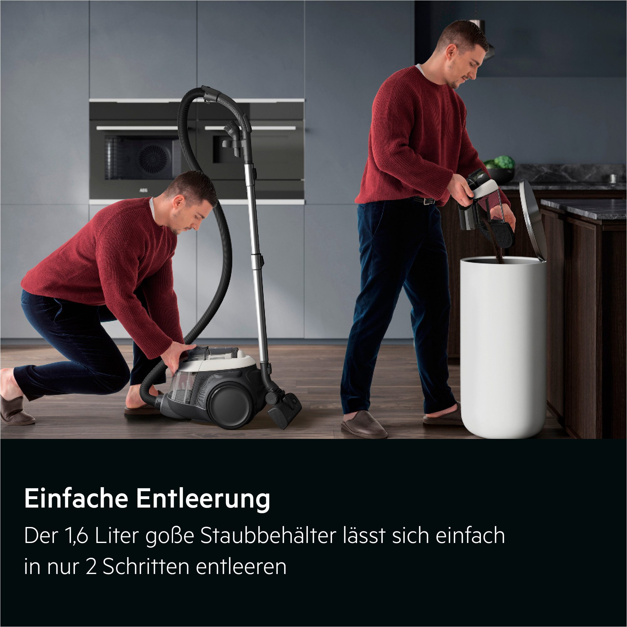 AEG Bodenstaubsauger AL61C2SW, 700 W, beutellos, Kraftvolle Reinigung: AUTO‑Bodendüse für Hartböden, Teppiche & Laminat